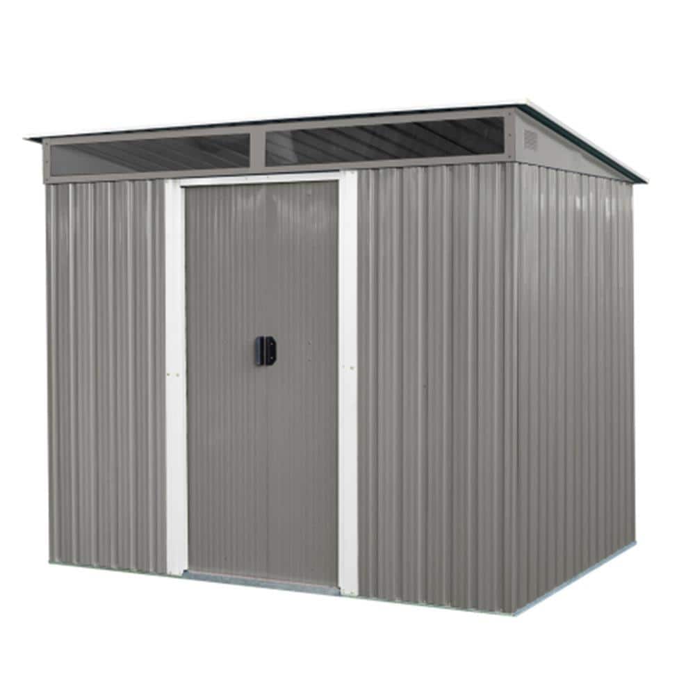 8 ft. W x 6 ft. D Metal Outdoor Storage Shed with Sliding Doors, Transparent Panels and Foundation, Gray (48 sq. ft. ) price history on PriceWatchPro