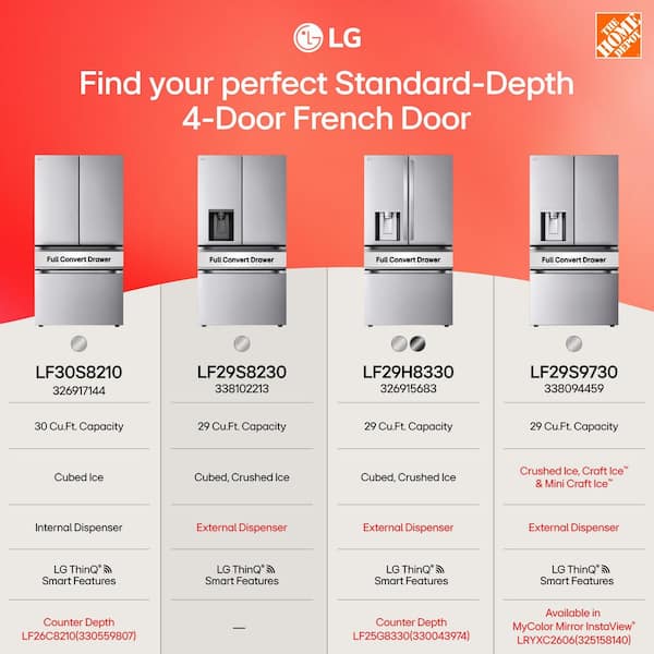 Mサイズ LG 36 in. 29 cu. ft. Standard-Depth MAX 4-Door French Door
