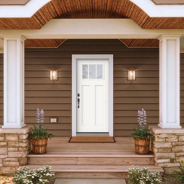JELD-WEN 36 in. x 80 in. Right-Hand Craftsman 3 Lite Clear Glass