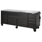 84 in. x  W 24 in. D Heavy Duty 22-Drawer Mobile Workbench Tool Chest with Stainless Steel Work Top in Matte Black
