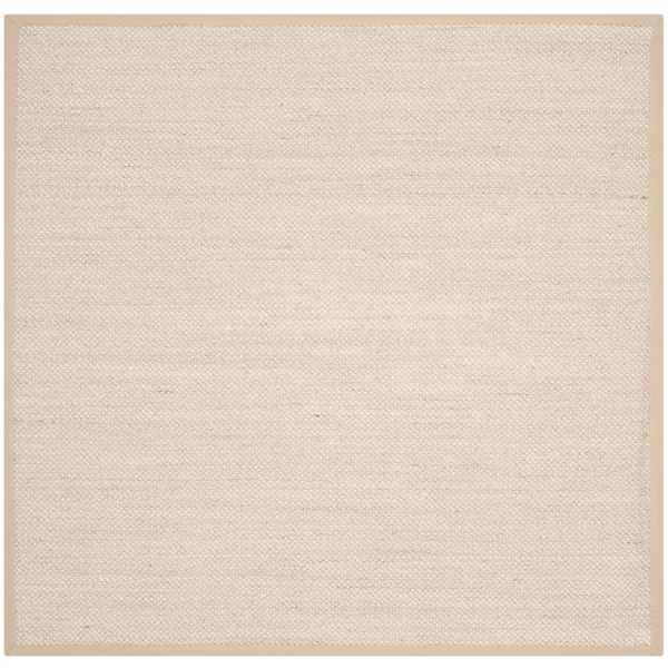SAFAVIEH Natural Fiber Marble/Linen 4 ft. x 4 ft. Woven Border Square Area Rug