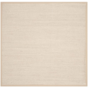 Natural Fiber Marble/Linen 6 ft. x 6 ft. Square Border Area Rug