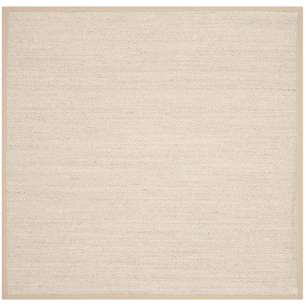 SAFAVIEH Natural Fiber Marble/Linen 8 ft. x 8 ft. Square Border Area Rug