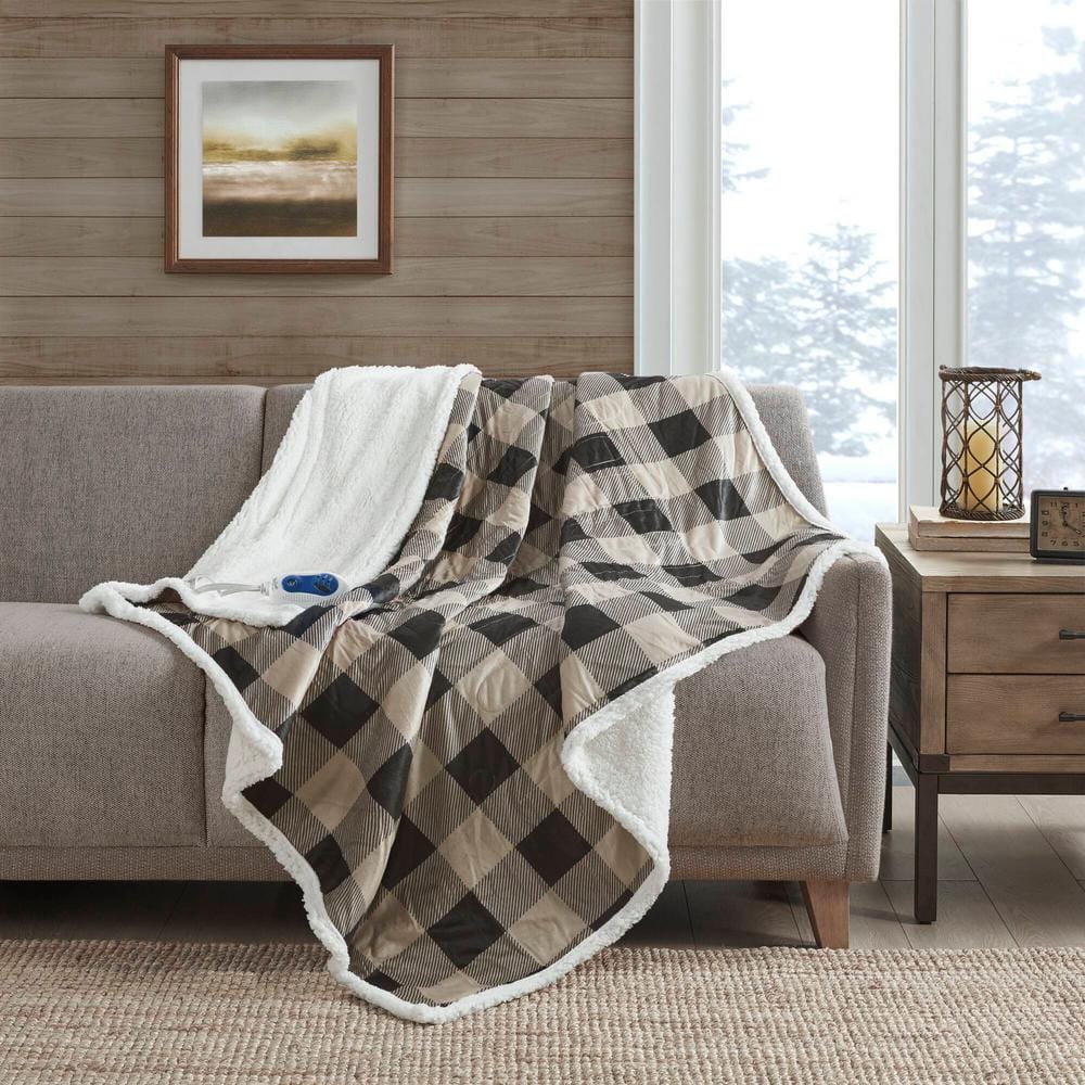 Tan Mink to Berber Electric Heated Throw Blanket