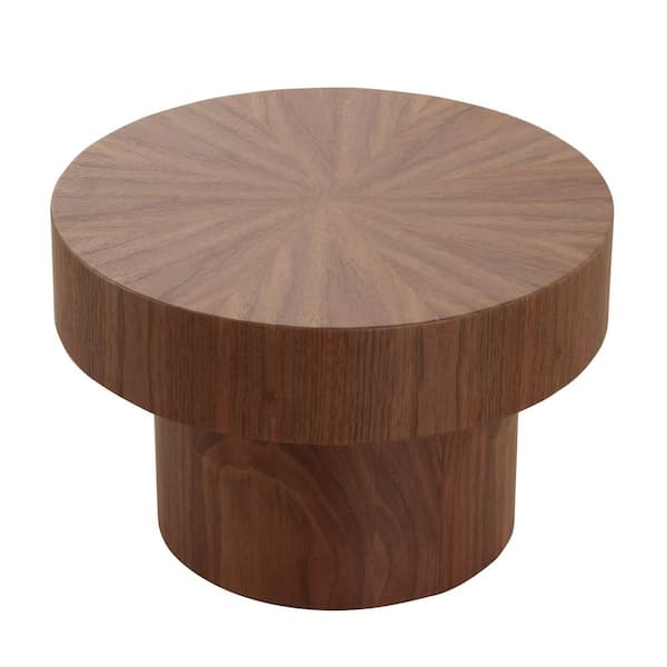 Modrest Larch Modern 18 in. Walnut Round Wood End Table