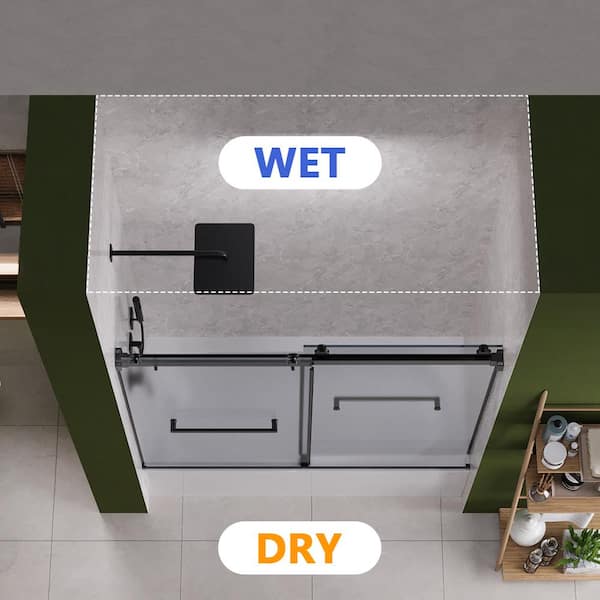 58-60 in. W x 62 in. H Double Sliding Frameless Bathtub Door in Matte Black with 3/8 in. (10 mm) Frosted Glass