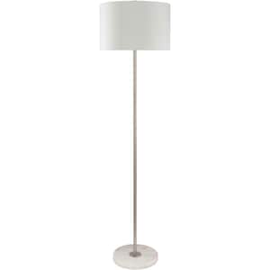 Sapodilla 62.5 in. Silver Indoor Floor Lamp with White Drum Shaped Shade