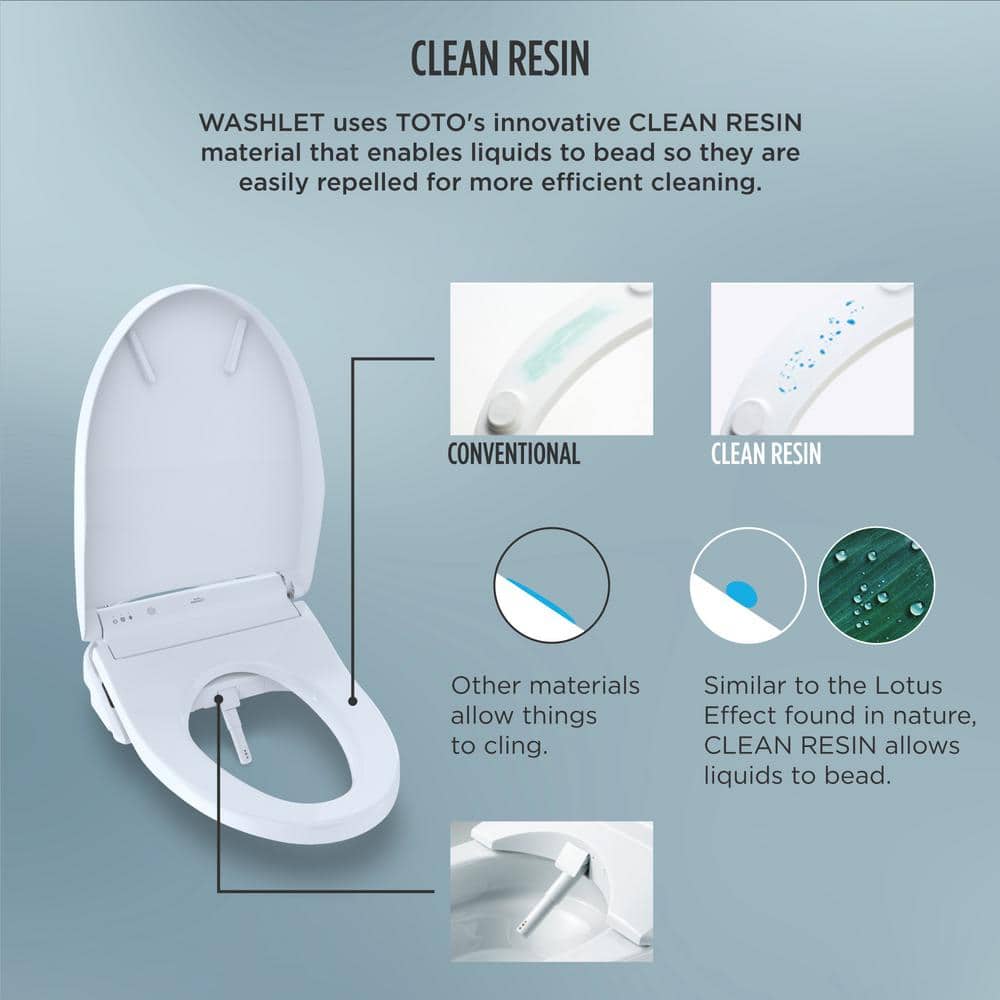 Cotton White Heated Elongated Bidet Toilet Seat with Remote