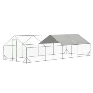 10 ft. x 26 ft. Large Metal Walk-in Chicken Run Chicken Coop with Waterproof and Anti-Ultraviolet Cover