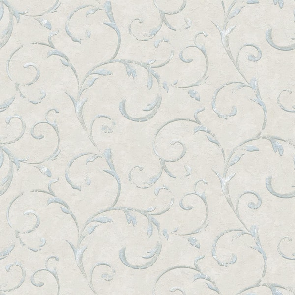 Unbranded Palazzo 2-Collection Blue Scroll Damask Vinyl on Non-woven Non-pasted Wallpaper Sample