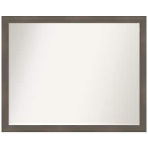 Edwin Clay Grey 30.5 in. x 24.5 in. Non-Beveled Casual Rectangle Wood Framed Wall Mirror in Gray