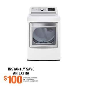 7.3 cu. ft. Vented SMART Gas Dryer in White with Sensor Dry Technology, TurboSteam and EasyLoad Door