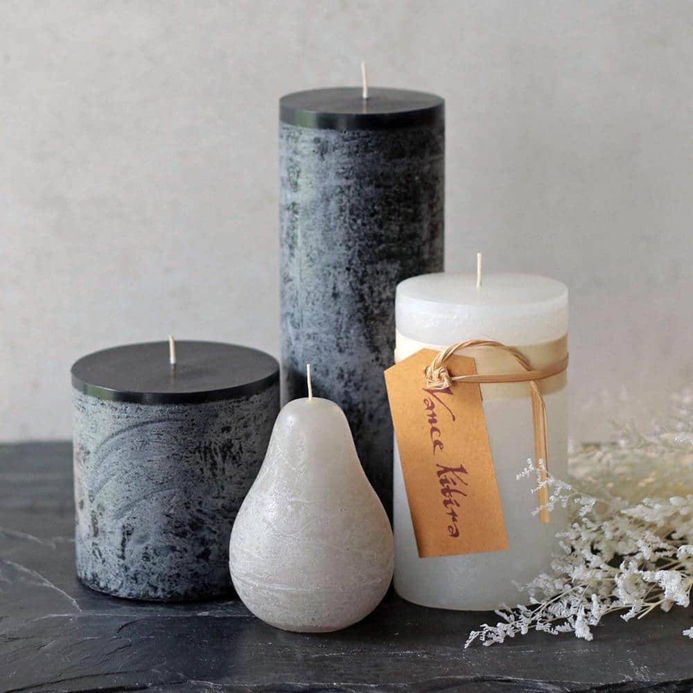 4.25" Distressed Black Eco-Friendly Pillar Candle