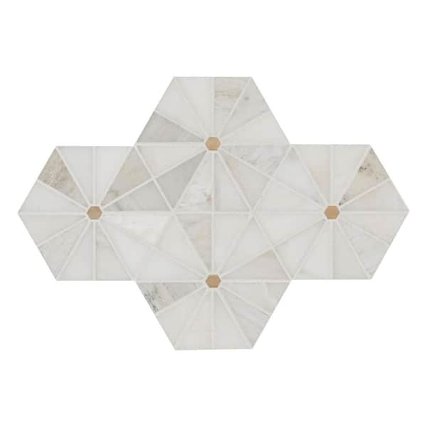 MSI Take Home Tile Sample-Elegante White Pinwheel 4 in. x 4