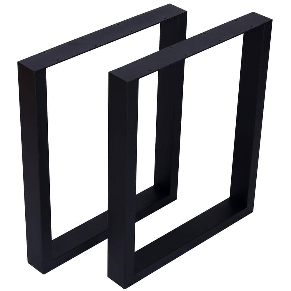 24 in. x 28 in. Black Steel Square Table Legs (2-Pack)
