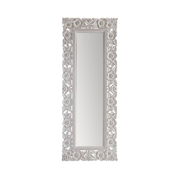 Household Essentials Large Framed Decorative Scroll Wall Mirror White 