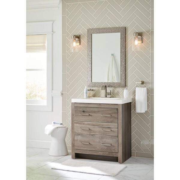 D Bath Vanity In White Washed Oak With, Bathrooms With White Washed Vanity