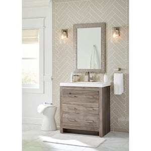 Woodbrook 31 in. W x 19 in. D Bath Vanity in White Washed Oak with Cultured Marble Vanity Top in White with White Sink