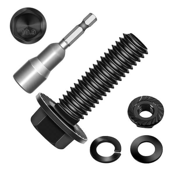 M8 x 25 mm Black Oxide Zinc Flanged Bolt (10-Pack), Class 10.9 Alloy Steel Bolt Set