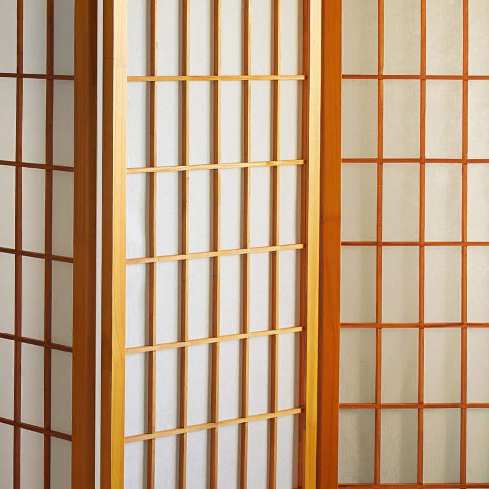 Oriental Furniture 3 ft. Short Window Pane Shoji Screen - Honey - 3 Panels