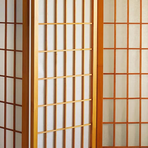 Oriental Furniture 3 ft. Short Window Pane Shoji Screen - Honey - 3 Panels