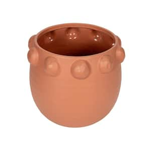 10.5 in. W x 9 in. H Matte Finish Terracotta Clay Decorative Pots with Raised Dots