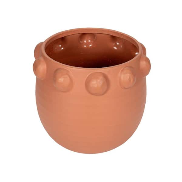 Storied Home 10.5 in. W x 9 in. H Matte Finish Terracotta Clay Decorative Pots with Raised Dots