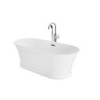 Lyndsay 67 in. Acrylic Flatbottom Freestanding Soaking Bathtub in White with Chrome Round Tub Filler Included