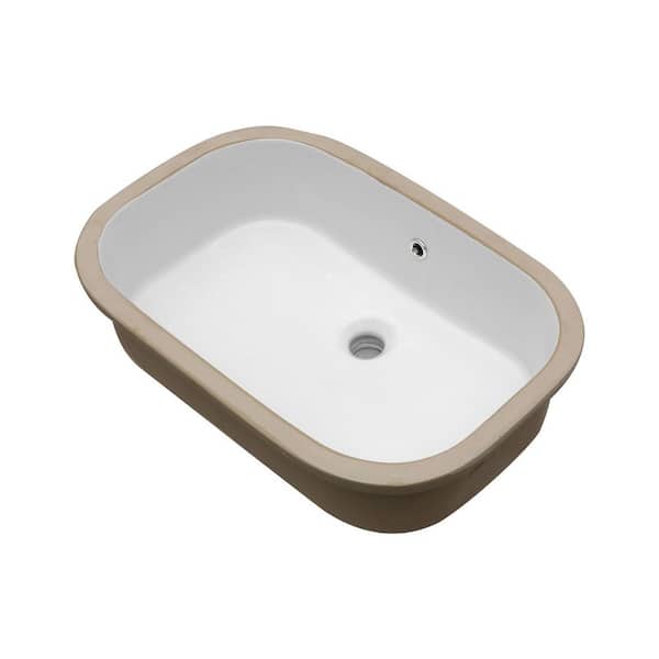 22 in. Ceramic Rectangular Bathroom Sink in White with Overflow