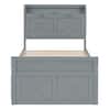 Harper & Bright Designs Gray Wood Frame Twin Size Platform Bed with Storage Headboard, Outlets, Twin Size Trundle and 3 Storage Drawers LHC190AAE-T