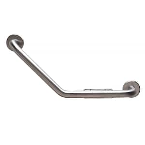 12 in. x 12 in. Boomerang Shaped Grab Bar with Wire Soap Dish in Satin Stainless