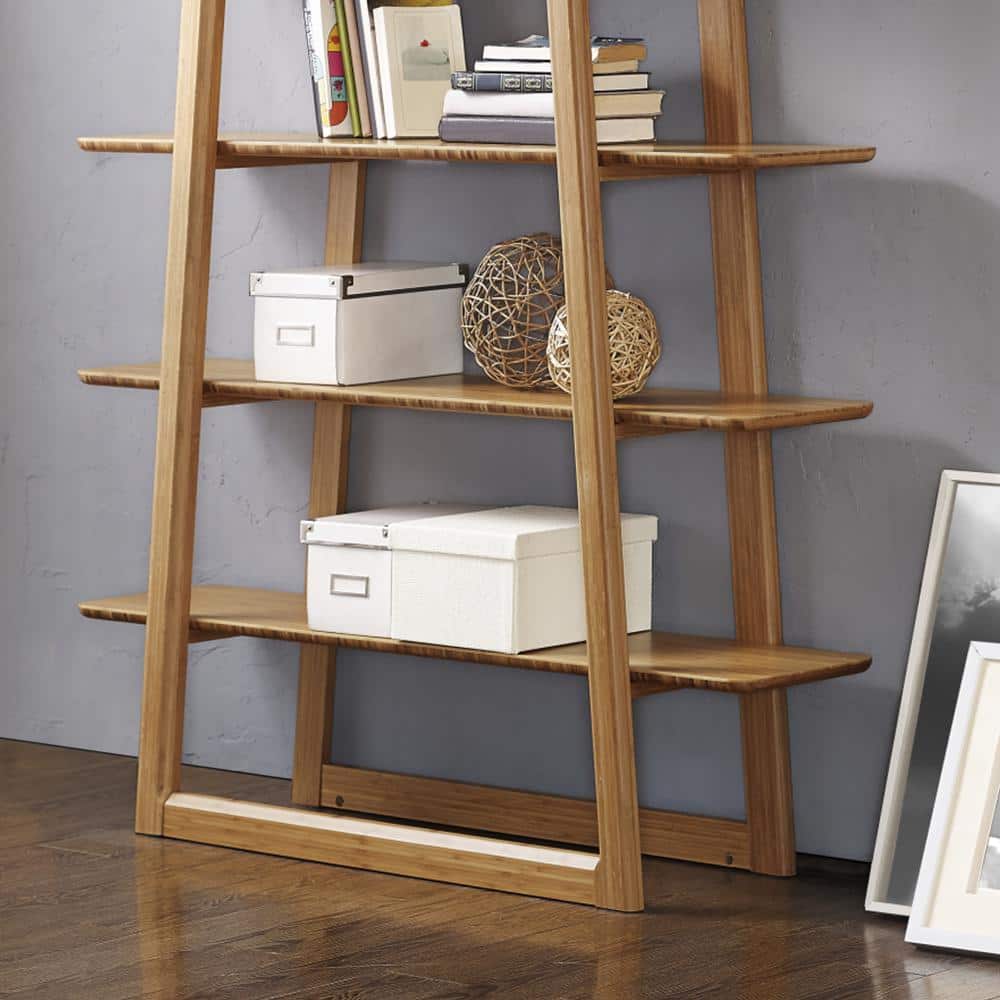 Currant Caramelized Solid Bamboo 5-Tier Bookshelf