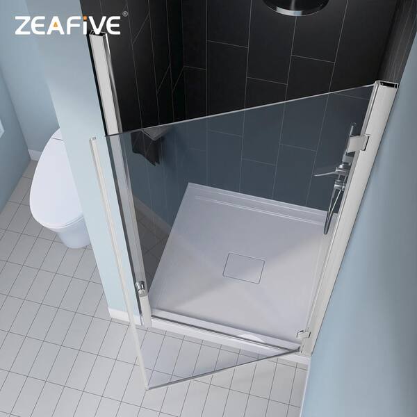 Zeafive 34 to 35-1/4 in. W x 72 in. H Frameless Pivot Swing Shower