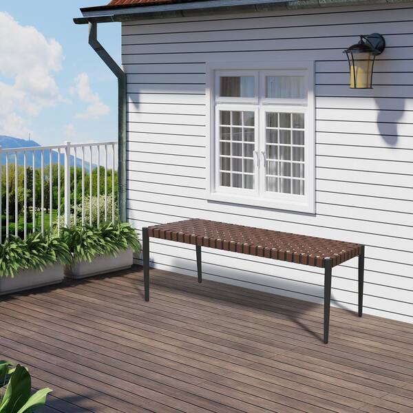 Clihome W 2-Person Iron Wicker Outdoor Bench Detachable