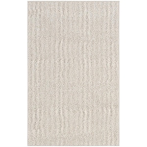 Textured Home Ivory Beige 2 ft. x 4 ft. Solid Geometric Contemporary Area Rug