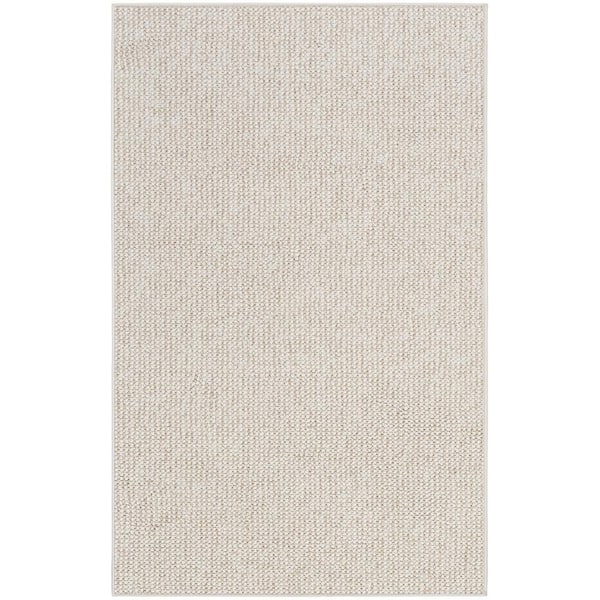Textured Home Ivory doormat 2 ft. x 4 ft. Solid Geometric Contemporary Area Rug