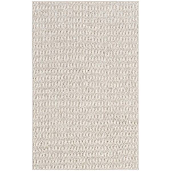 Textured Home Ivory doormat 2 ft. x 4 ft. Solid Geometric Contemporary Area Rug