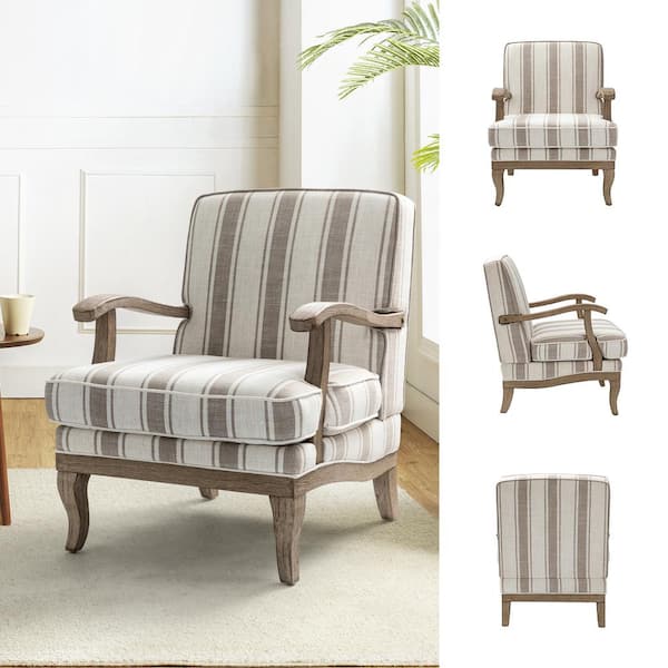 JAYDEN CREATION Quentin Farmhouse Style Upholstered Tan Arm