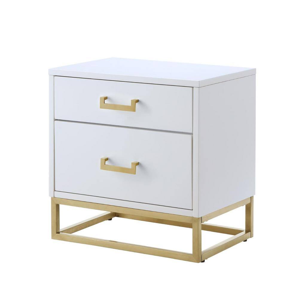 20 in. White Rectangle MDF End Table