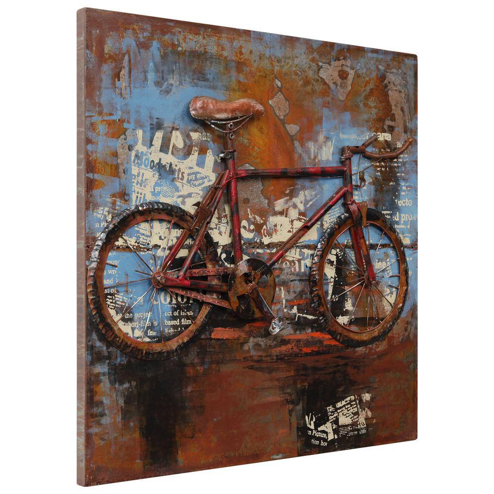 Primo Red Iron Bicycle Mixed Media Canvas Wall Art