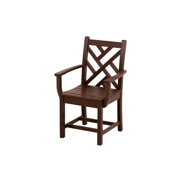 POLYWOOD Chippendale Mahogany Patio Dining Arm Chair