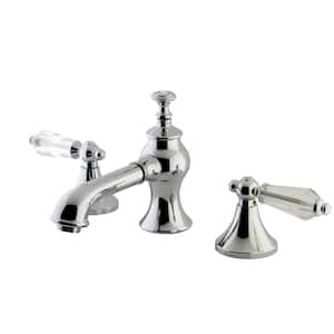 Crystal Lever 8 in. Widespread 2-Handle Mid-Arc Bathroom Faucet in Chrome