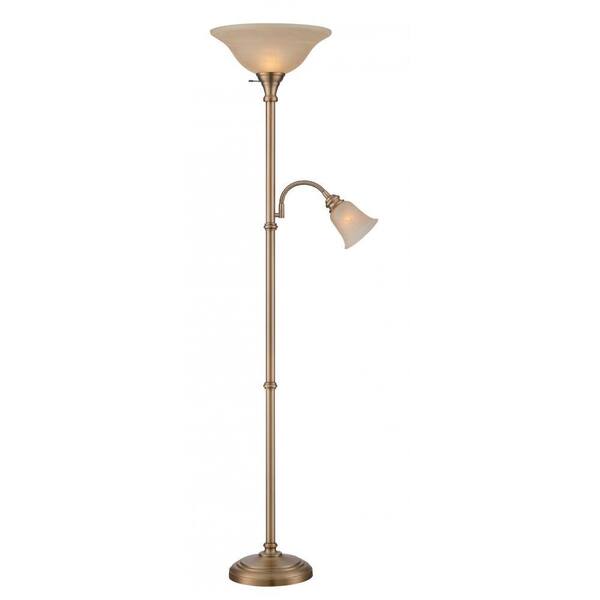 Filament Design 72 in. 2-Light Antique Brass Floor Lamp