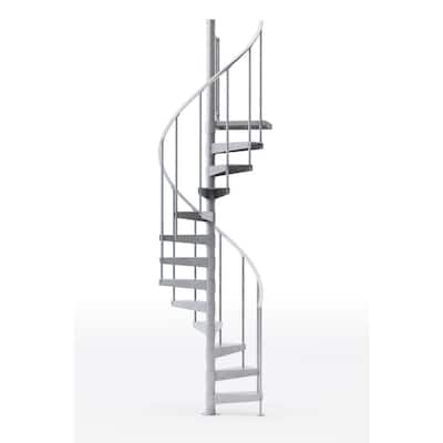 Reroute Galvanized Exterior 42in Diameter, Fits Height 85in - 95in, 1 42in Tall Platform Rail Spiral Staircase Kit