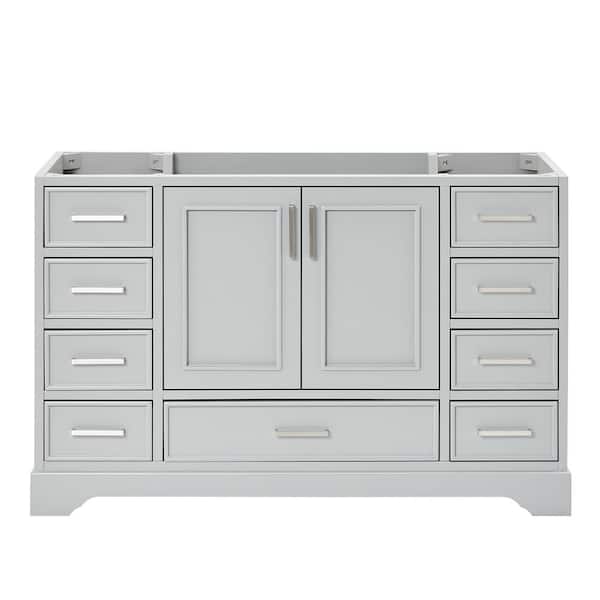 ARIEL Stafford 54.75 in. W x 21.5 in. D x 34.5 in. H Bath Vanity Cabinet without Top in Grey