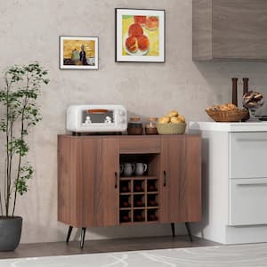 Brown MDF 38 in. Buffet Sideboard Cabinet with Drawer And Adjustable Shelves
