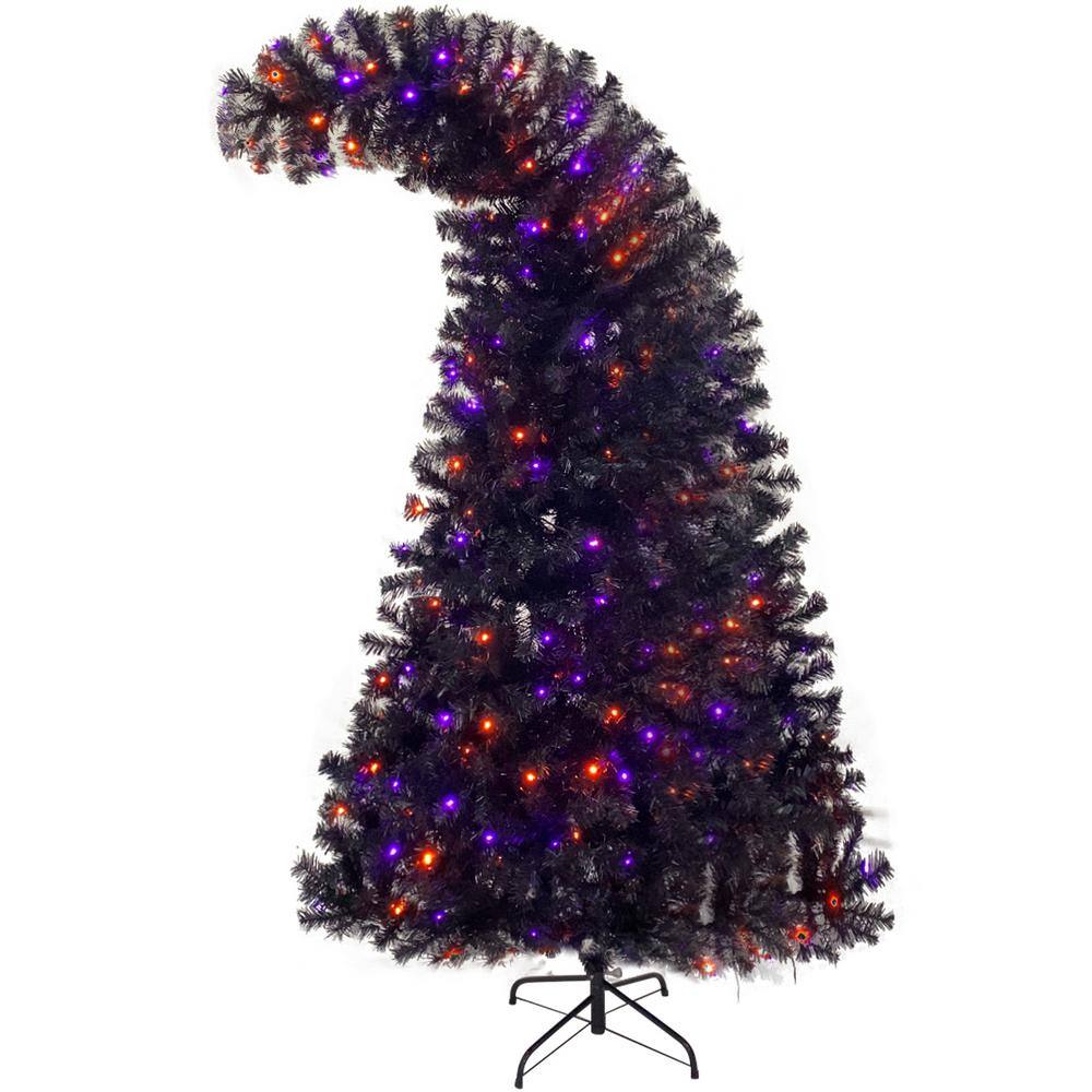 6 ft. Pre-lit Bent Top Fir Artificial Christmas Tree Halloween Style with 1