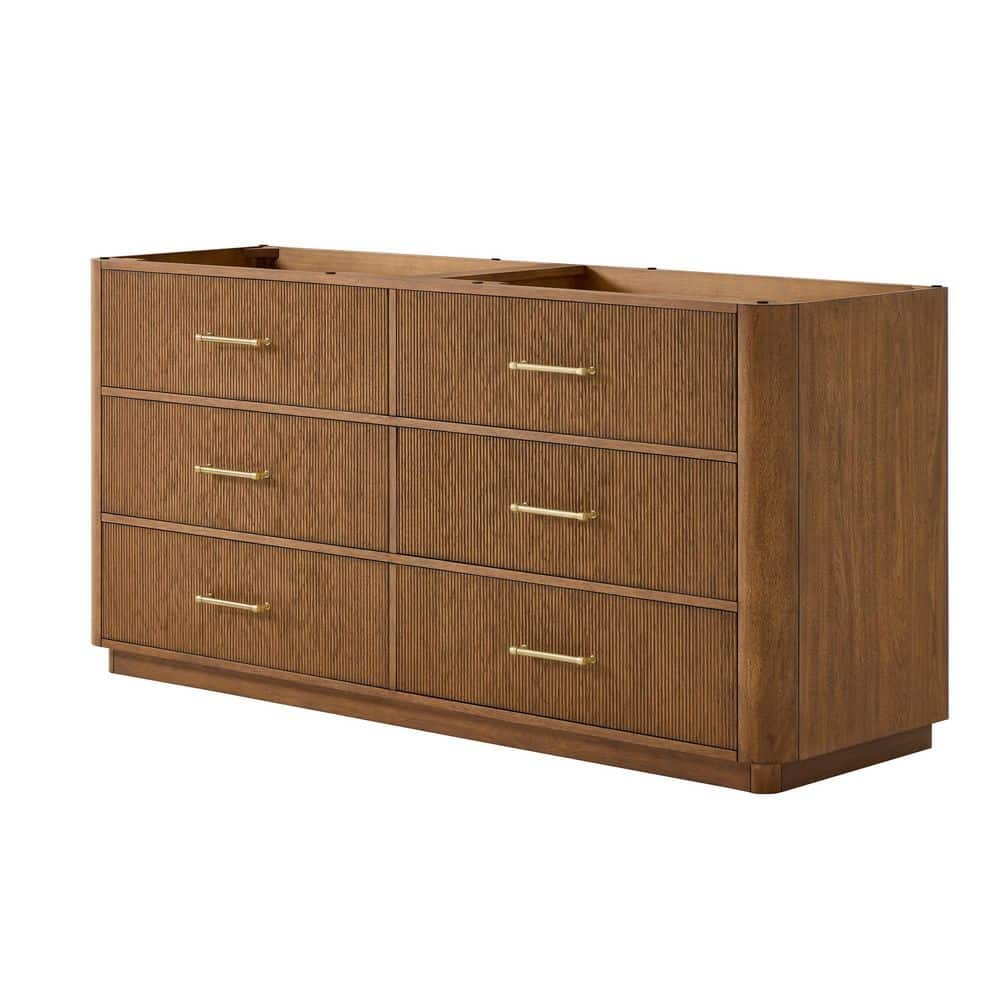 Francesca 71.75 in. Freestanding Bath Vanity Cabinet without Top in Toasted Walnut with Satin Bronze Trim price history on PriceWatchPro