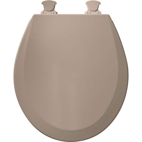 Toilet Seat Round Closed Front Lid Cover Lift Off Hinge Molded Wood Fawn Beige 