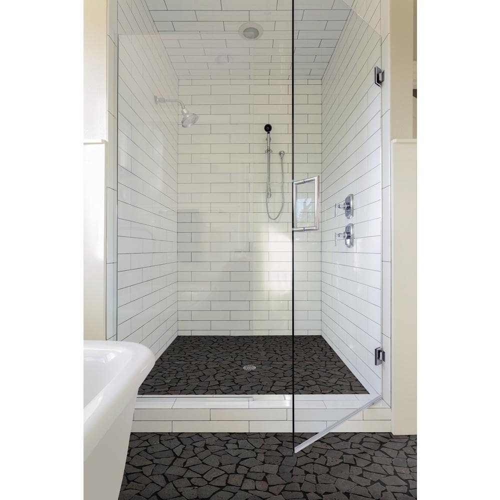 11" x 11" Black Tumbled Marble Mosaic Tile